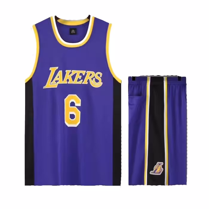 پیراهن شورت بسکتبالی لس آنجلس لیکرز بنفش لبران جیمز شماره 6