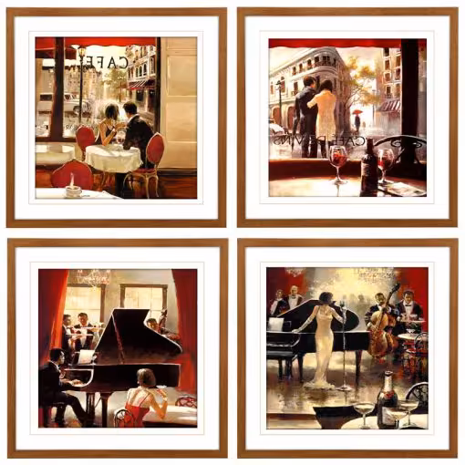 تابلو مدرن مدل LOVERS DATING IN PARIS-WH/BR کد GW-99109-4P