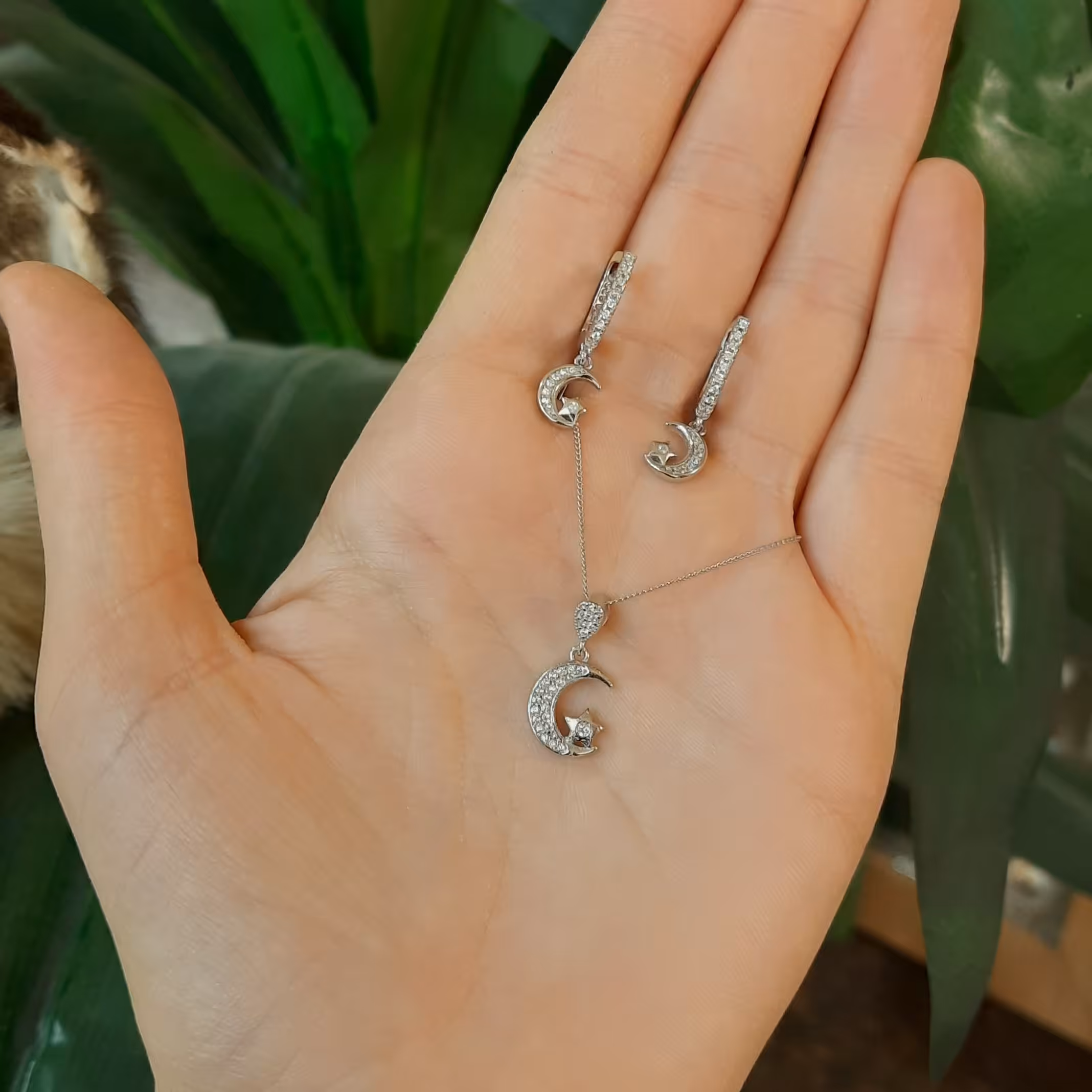 نیم ست نقره ماه و ستاره کد 403