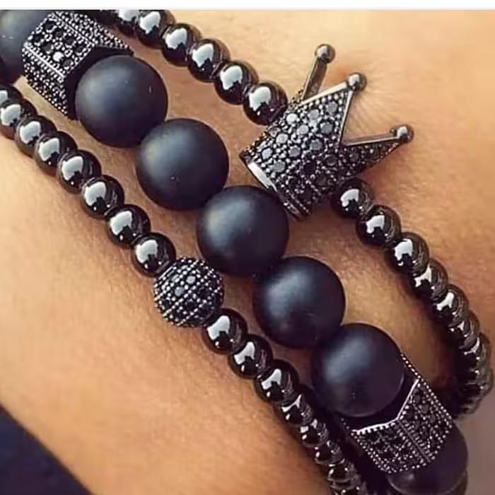 دستبند تاج سوارسکی و حدید دودی