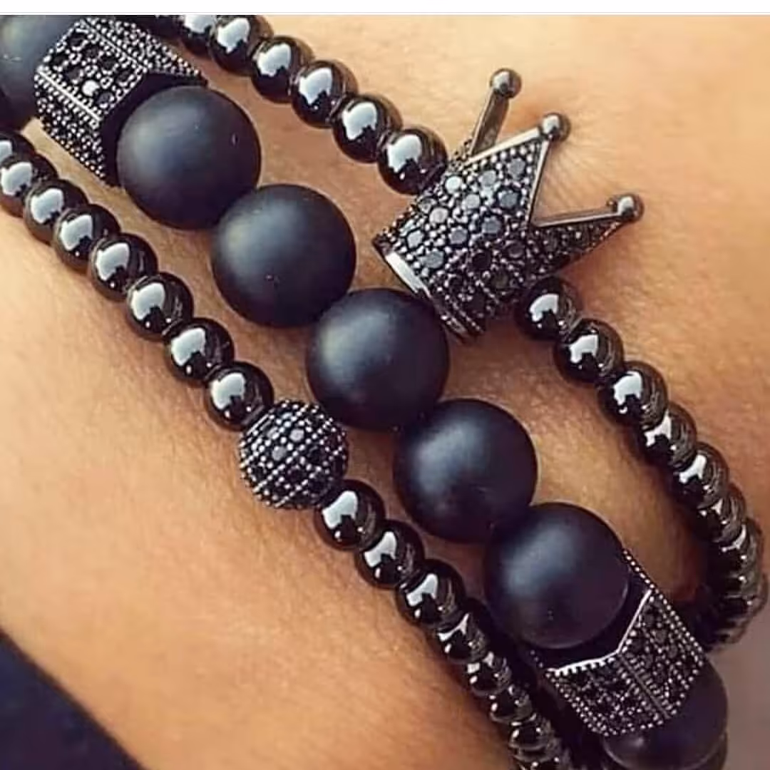 دستبند تاج سوارسکی و حدید دودی