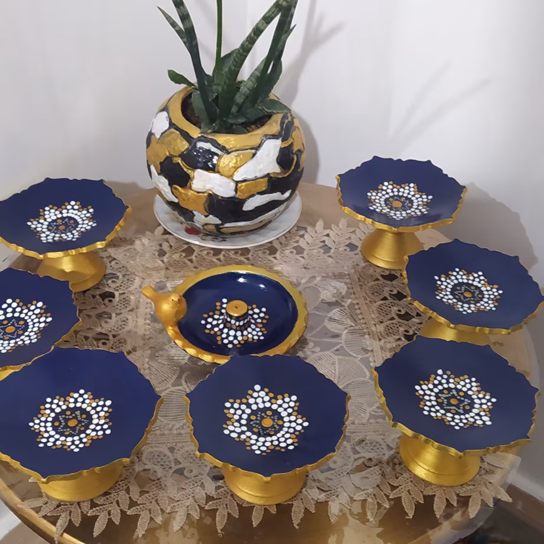 هفت سین سفالی طرح نقطه کوبی