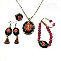 ست زیورآلات گلدوزی شده طول زنجیر گردنبند 70 سانتیمتر