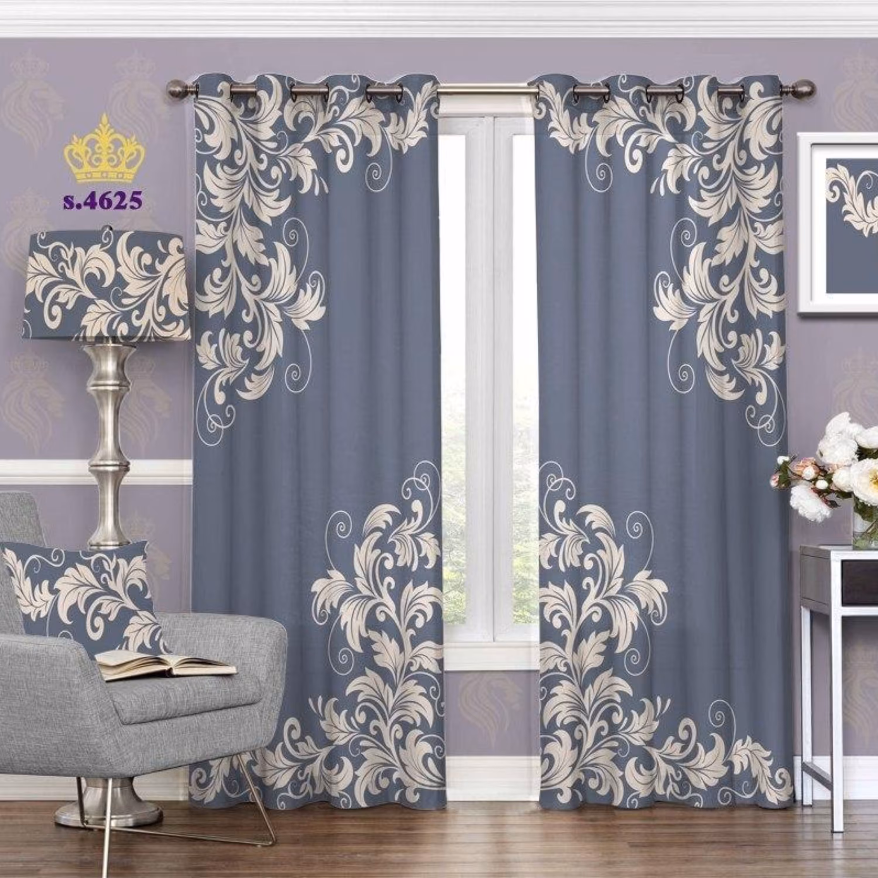 پرده تصویری (گل خاکستری ) ( کد 4625 )