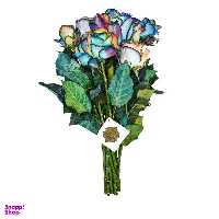 دسته گل رز هلندی هفت رنگ هیمان مدل Ro02