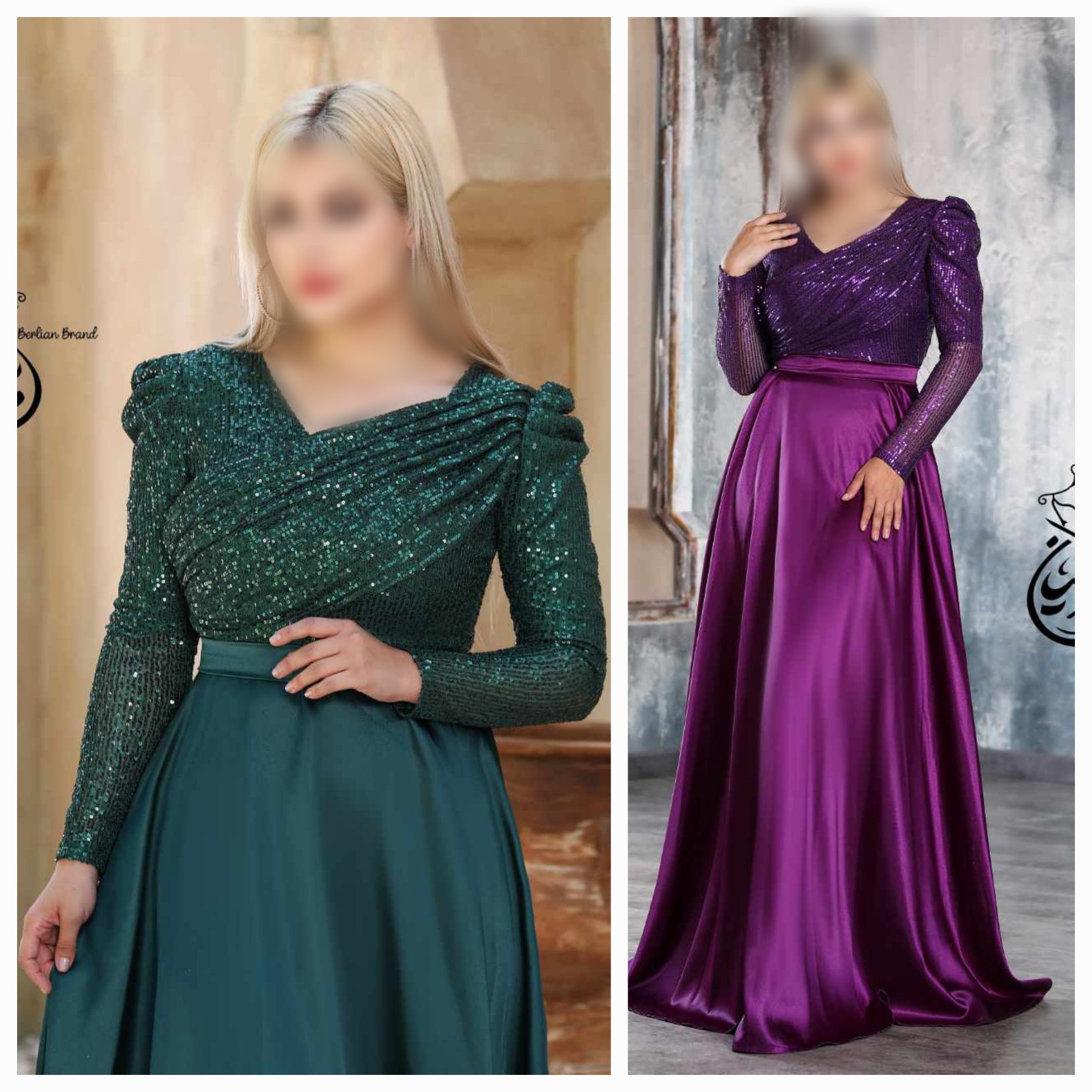 لباس مجلسی مدل روناک (38 تا50)جنس پولک زارا و ساتن آمریکایی - مناسب عقد و عروسی و فرمالیته - پیراهن مجلسی- لباس مجلسی