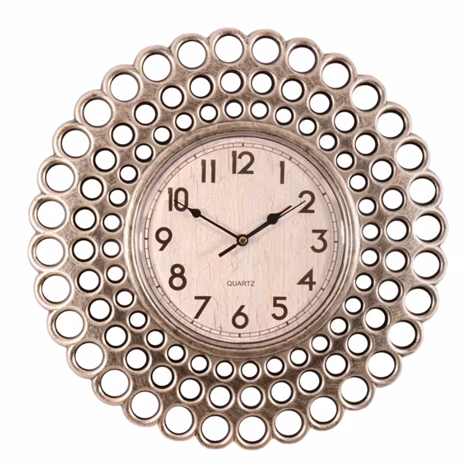 ساعت دیواری طرح خورشیدی وارداتی نقره ای 