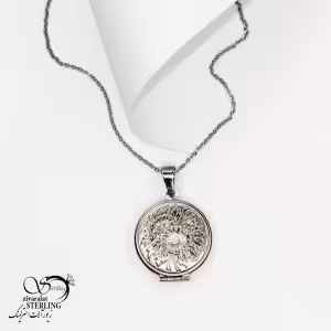 گردنبند قاب عکس دایره ای طلایی کد 5913