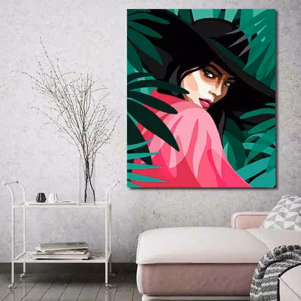 تابلو بوم چاپی لاویا طرح زن و برگ کد ART-919