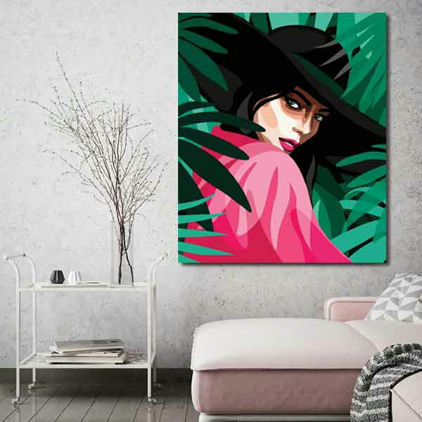 تابلو بوم چاپی لاویا طرح زن و برگ کد ART-919