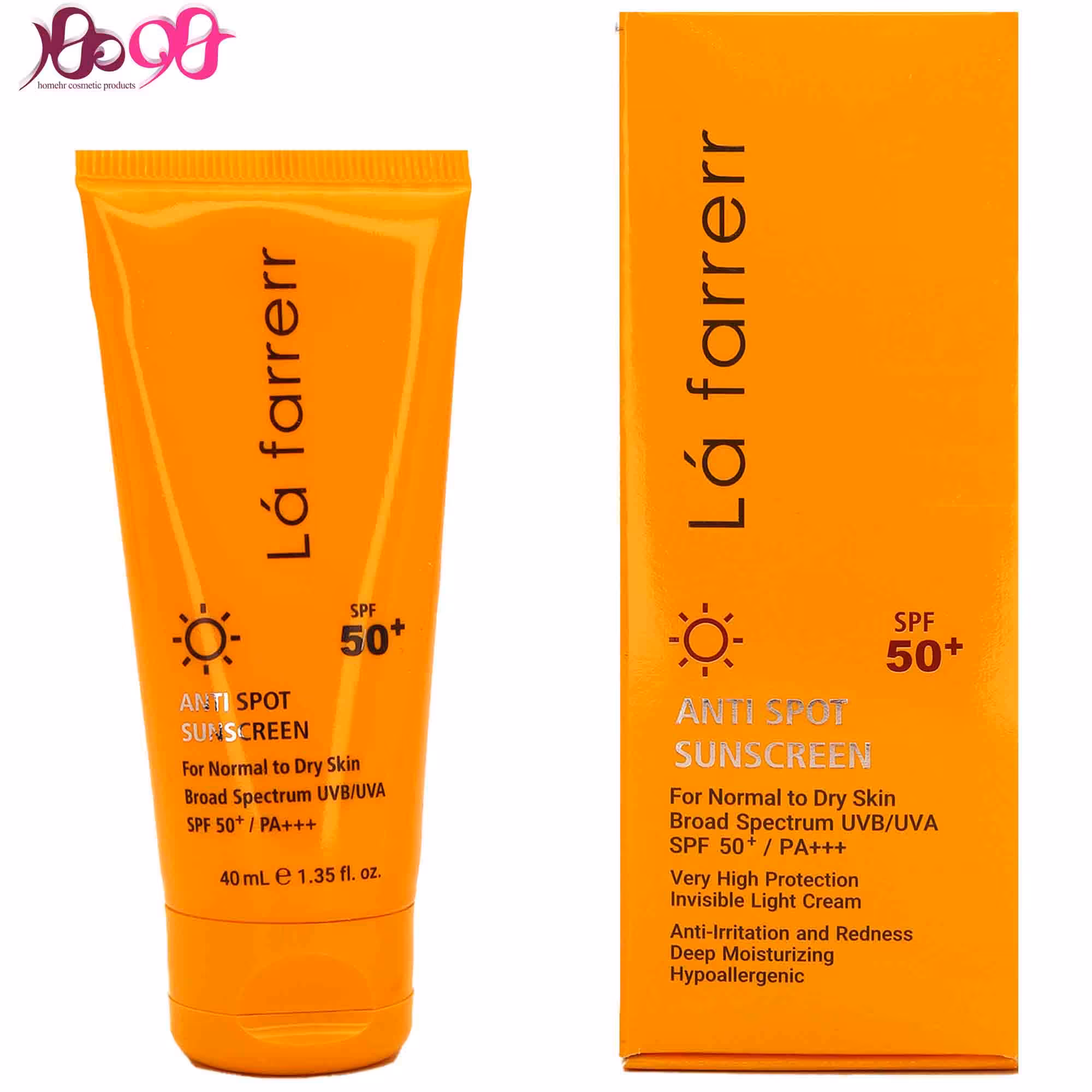 کرم ضد آفتاب لافارر پوست خشک و نرمال  بی رنگ SPF50