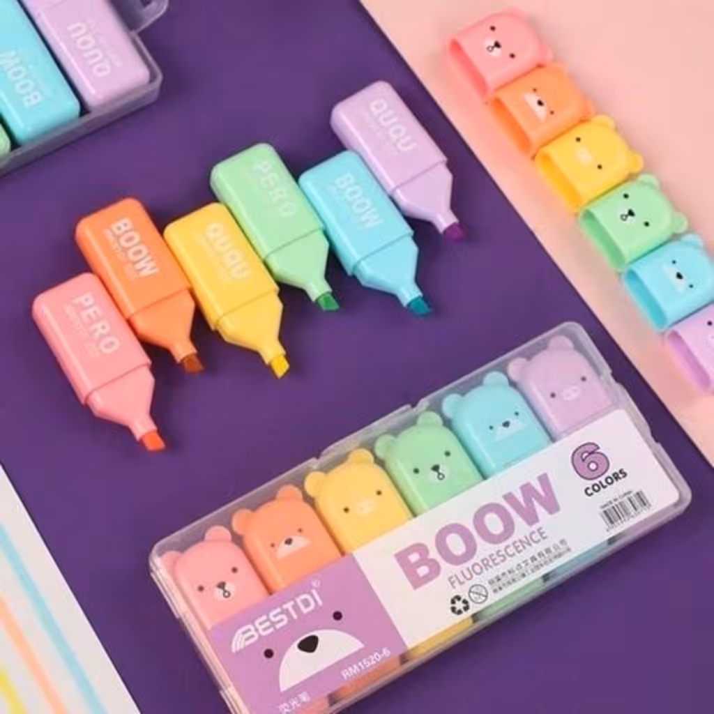 ماژیک هایلایت تدی  6 عددی ،ماژیک فسفری تدی پاستیلی 