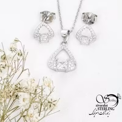 نیمست مثلث جواهری نقره ایتالیا کد 17360