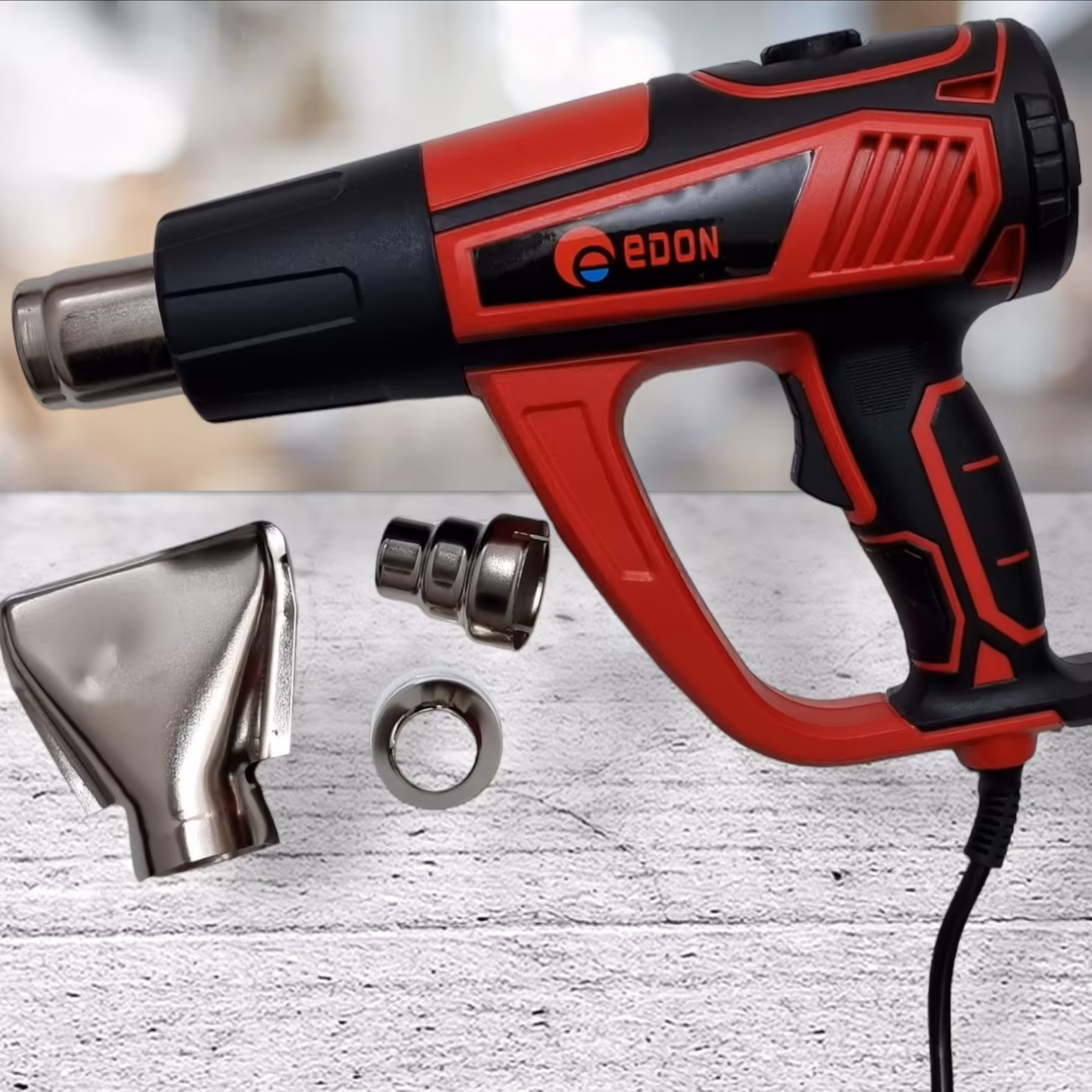 سشوار صنعتی برند ادون مدل  hag-520 دیمردار همراه با 3 عدد سری فلزی