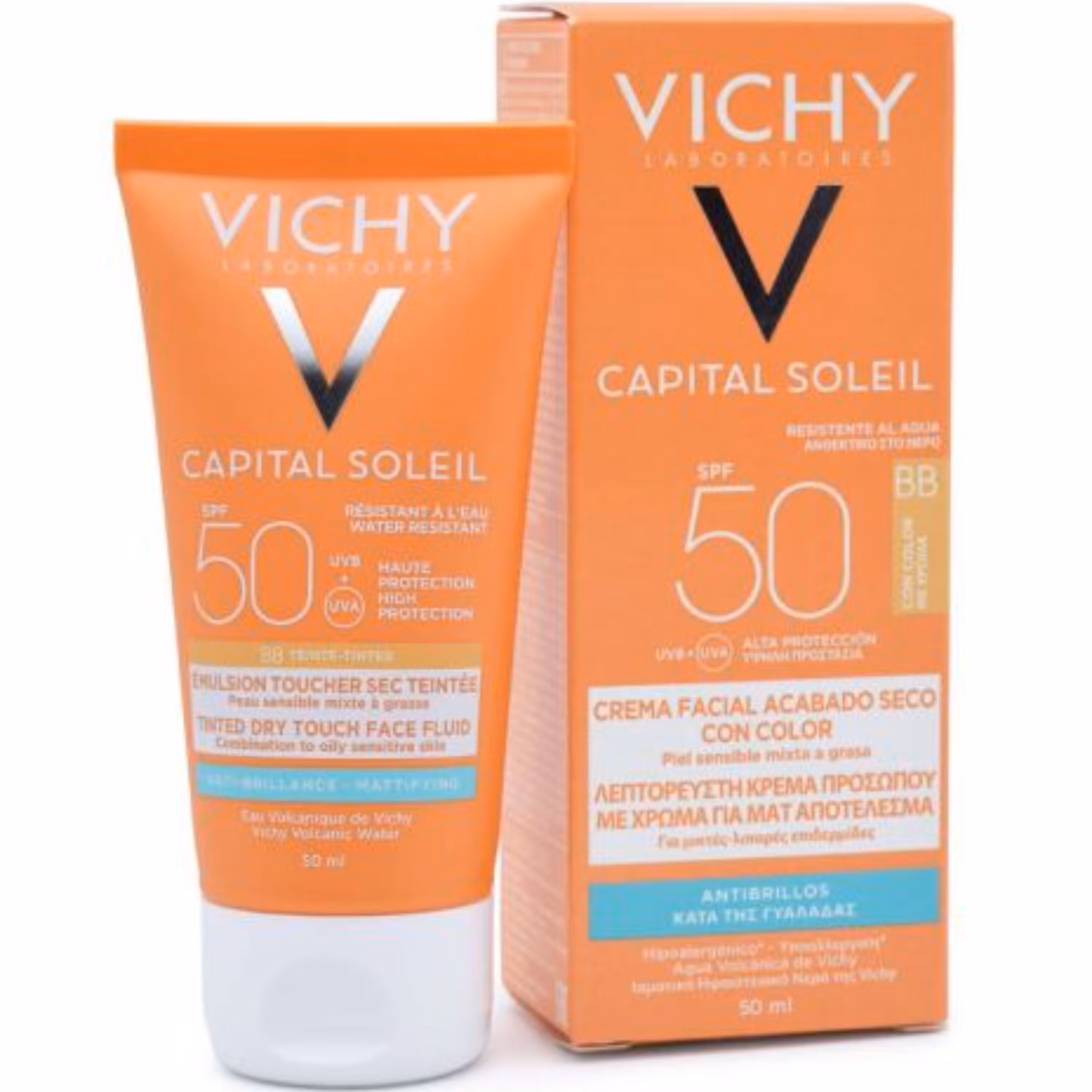 ضد آفتاب درای تاچ رنگی ویشی مدل بی بی کرم مناسب پوست چرب و مختلط