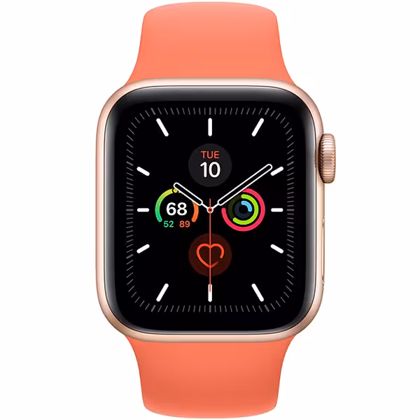 سری 5 اسپرت مردانه 44 میلیمتری Gold Aluminum Case with Clementine Sport Band - Hiapple.ir