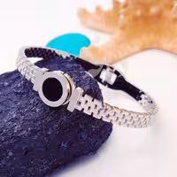 دستبند النگویی قفلی بولگاری با مشکی استیل رنگ ثابت