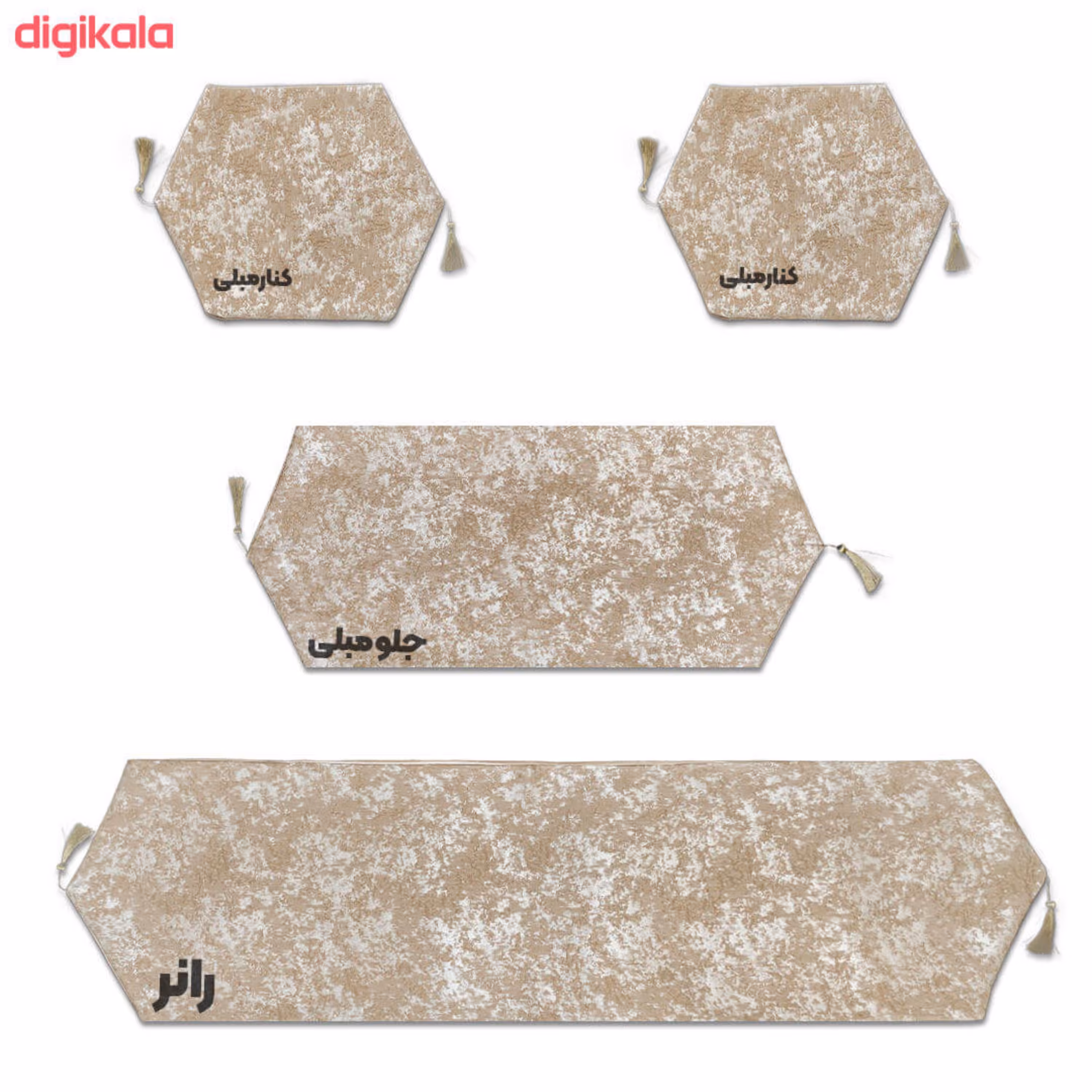 رومیزی رانر پتینه جدید با آستر چرمی 4 تکه با تنوع رنگ بالا