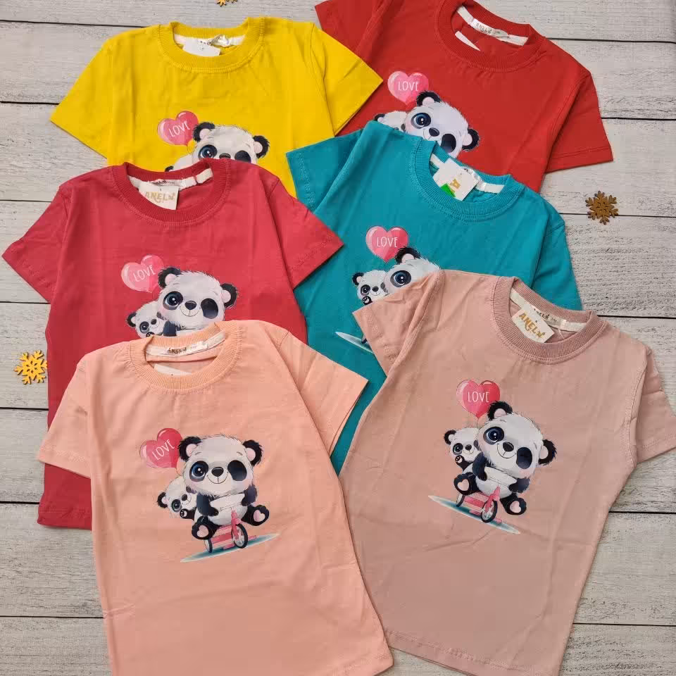 تیشرت دخترانه و پسرانه اسپرت پاندا کد 101 - مناسب 2 تا 6 سال در شش رنگ