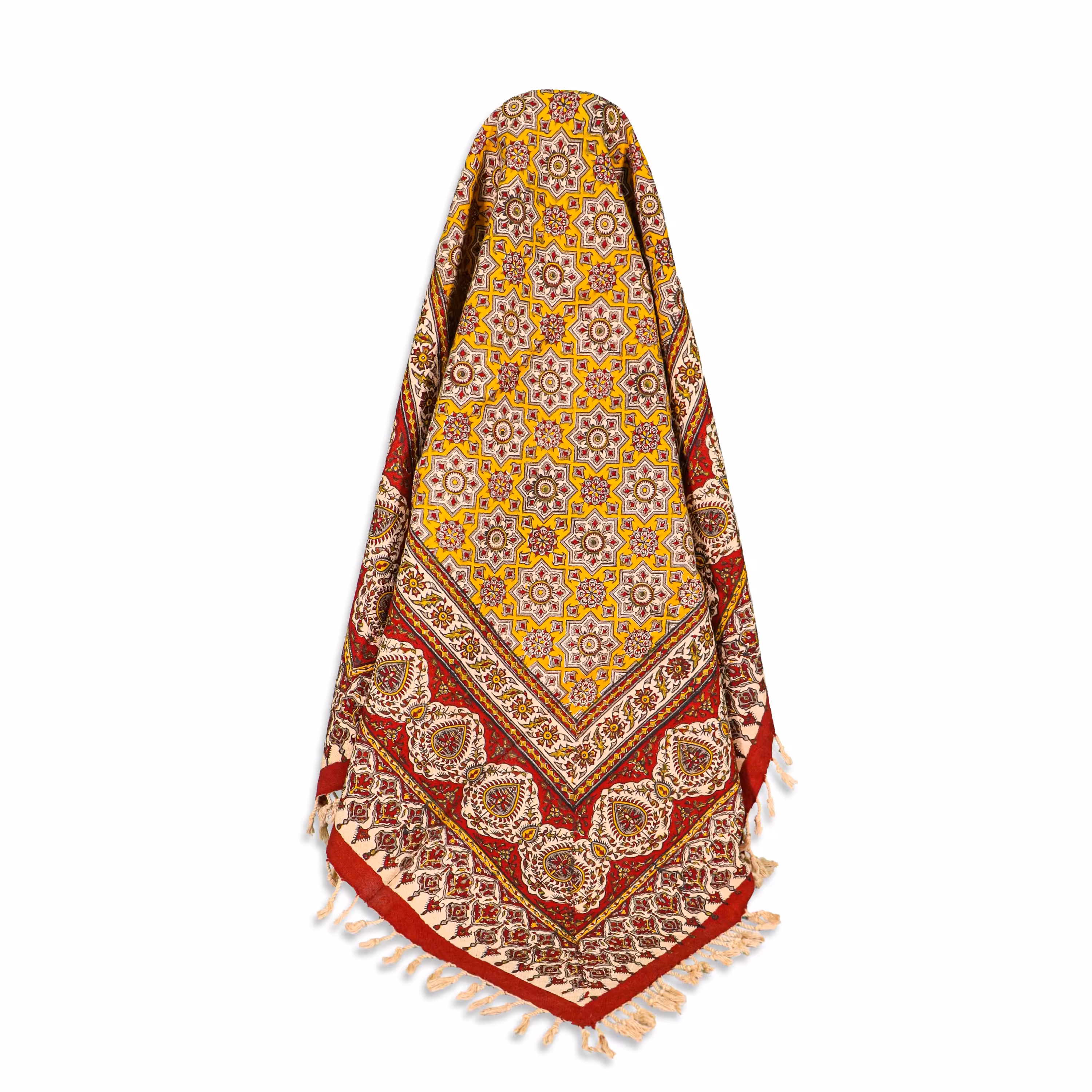 قلمکاری طرح دانه های برفی زرد 1 متر مربع