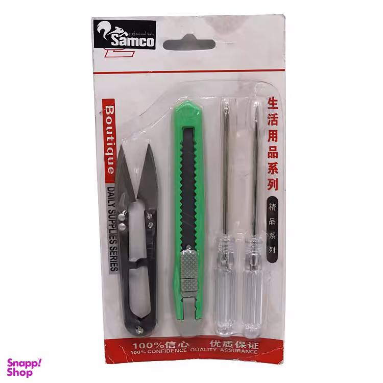 پیچ گوشتی سامکو (Samco) مدل YP-04 مجموعه 4 عددی به همراه کاتر و قیچی