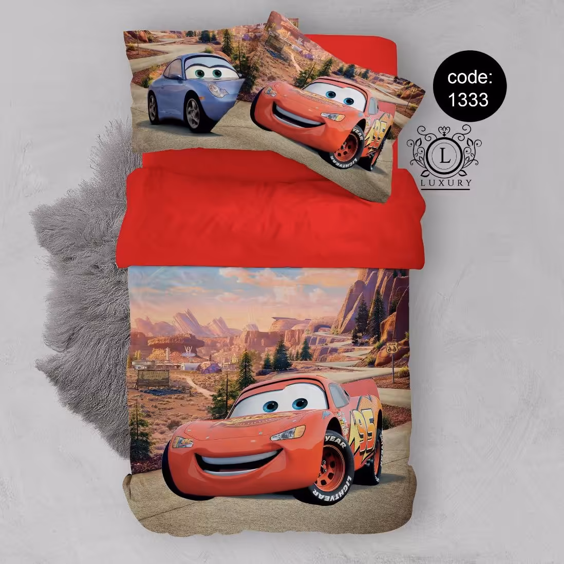 سرویس  روتختی تکنفره 4تکه چاپی قابل ست با پرده با انتخاب جنس پارچه کد1333