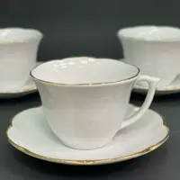 فنجان ونعلبکی چینی لب طلا نیلوفری شرکت مقصود