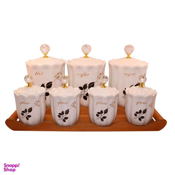 جای ادویه و پا سماوری مام لوکس مدل برگ کد 29-1028 مجموعه 7 پارچه