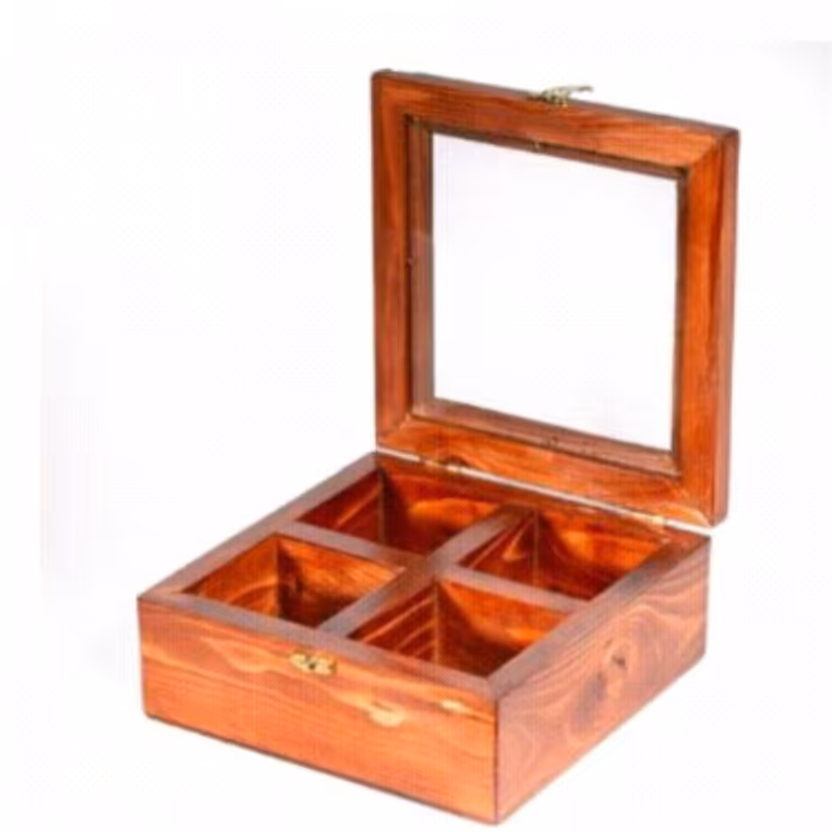 باکس تی بگ مربعی پذیرایی مدل چهار خانه رنگ قهوه ای 