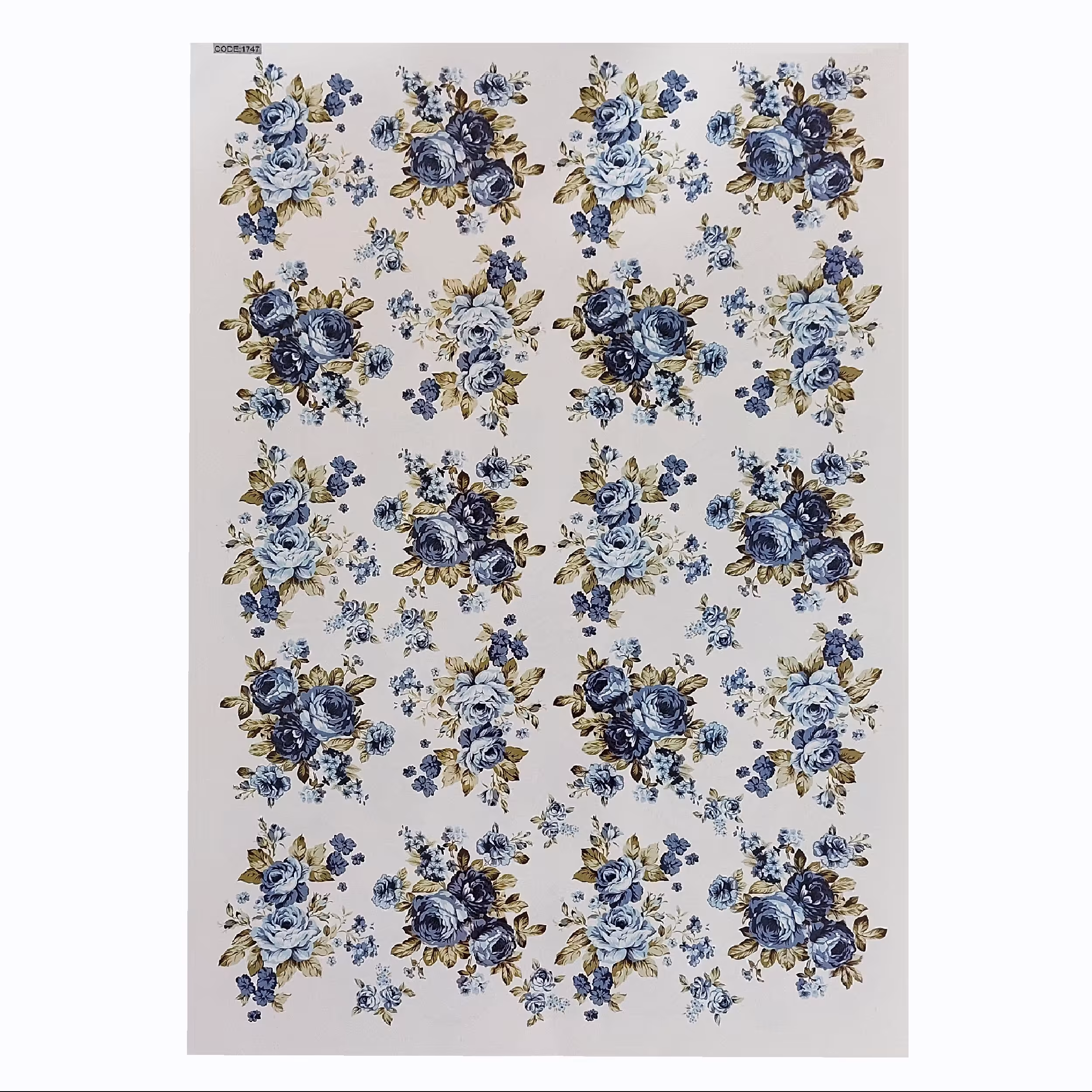 ترنسفر طرح گل ابی ابعاد 30 در 40 سانتی متر