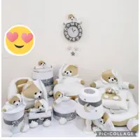 ست اکسسوری نوزاد خرس نانان مبل راکر تشک گارددار  اباژور سطل جادستمال سبدها ساعت