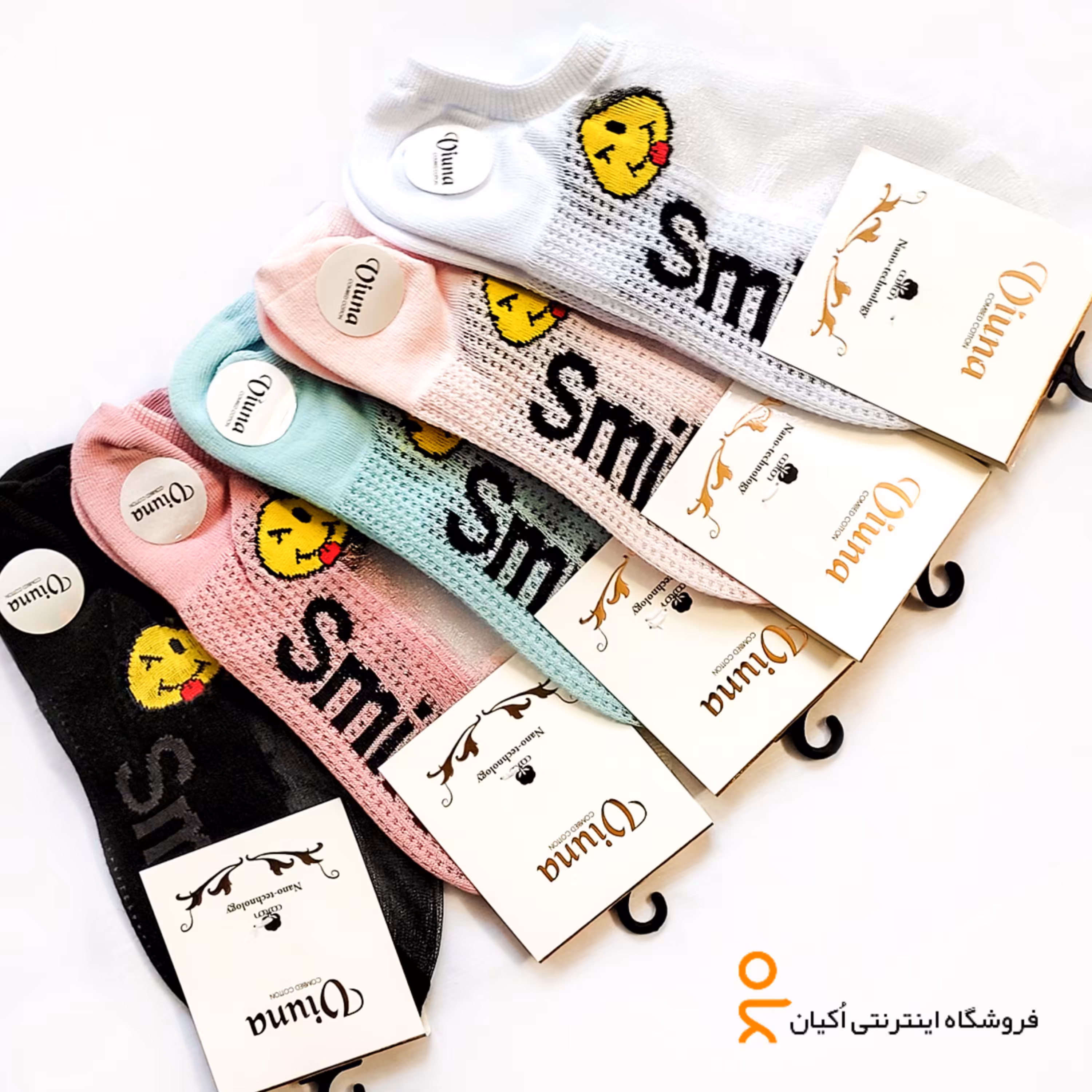 جوراب توری شیشه ای طرح ایموجی