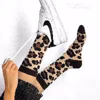 جوراب ساقدار  طرح پلنگی نخ پنبه فری سایز