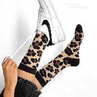 جوراب ساقدار  طرح پلنگی نخ پنبه فری سایز