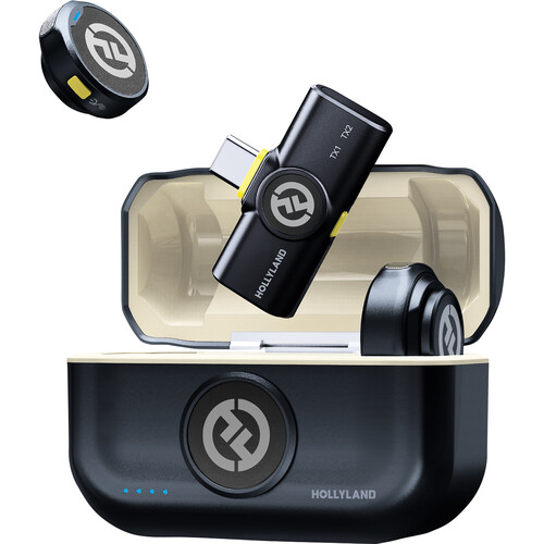 میکروفون بیسیم هالی لند Hollyland LARK M2 DUO 2-Person Wireless Microphone System with USB-C Connector (24 GHz, Shine Charcoal)