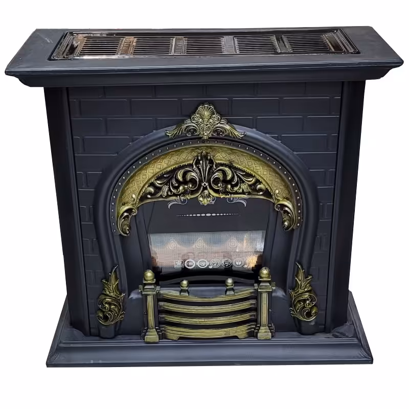 بخاری شومینه گازی تهران سوز 30 هزار مدل کلاسیک مشکی طلایی