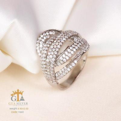 انگشتر نقره زنانه روکش رادیوم عیار 925 کد 15682