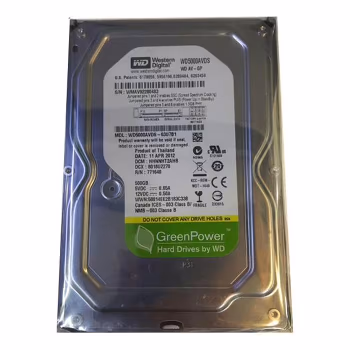 هارددیسک اینترنال استوک وسترن دیجیتال سری گرین پاور با ظرفیت 500 گیگابایت