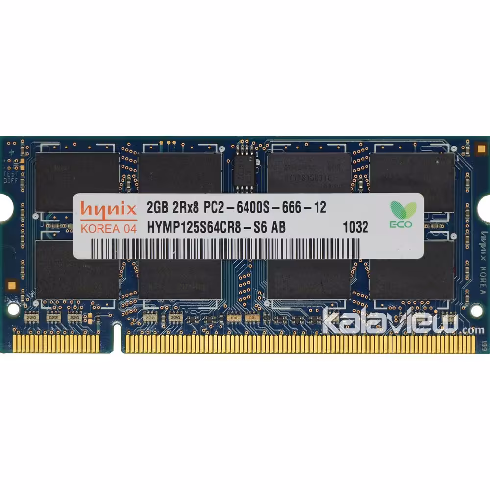 رم لپ تاپ هاینیکس 2GB مدل DDR2 باس 800MHZ-6400 کره HYMP125S64CR8-S6 AB 032 تایمینگ CL6