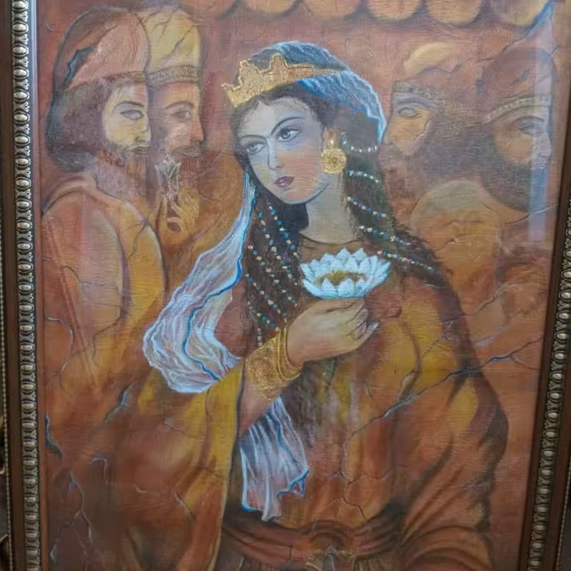 تابلو  نفیس ،ماه هخامنشی بروی چرم 