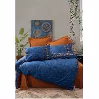 ست ملحفه کاتن باکس مدل Folk Art Lusso Lacivert  دو نفره 4 تکه