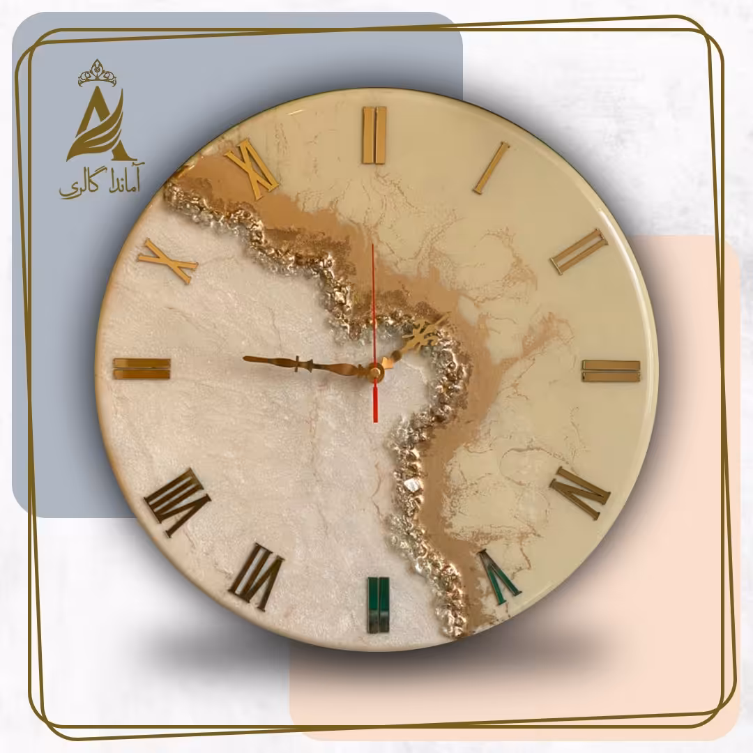 گالری آماندا ساعت دیواری رزینی قطر 40 طرح پگاه با قابلیت تغییر رنگ