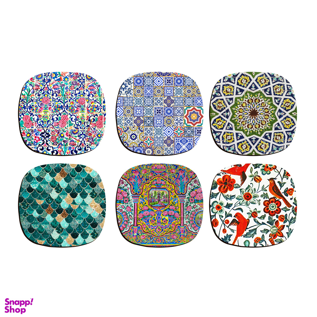 زیر لیوانی ترمه طراحان ایده مدل کاشی کد 6 بسته 6 عددی