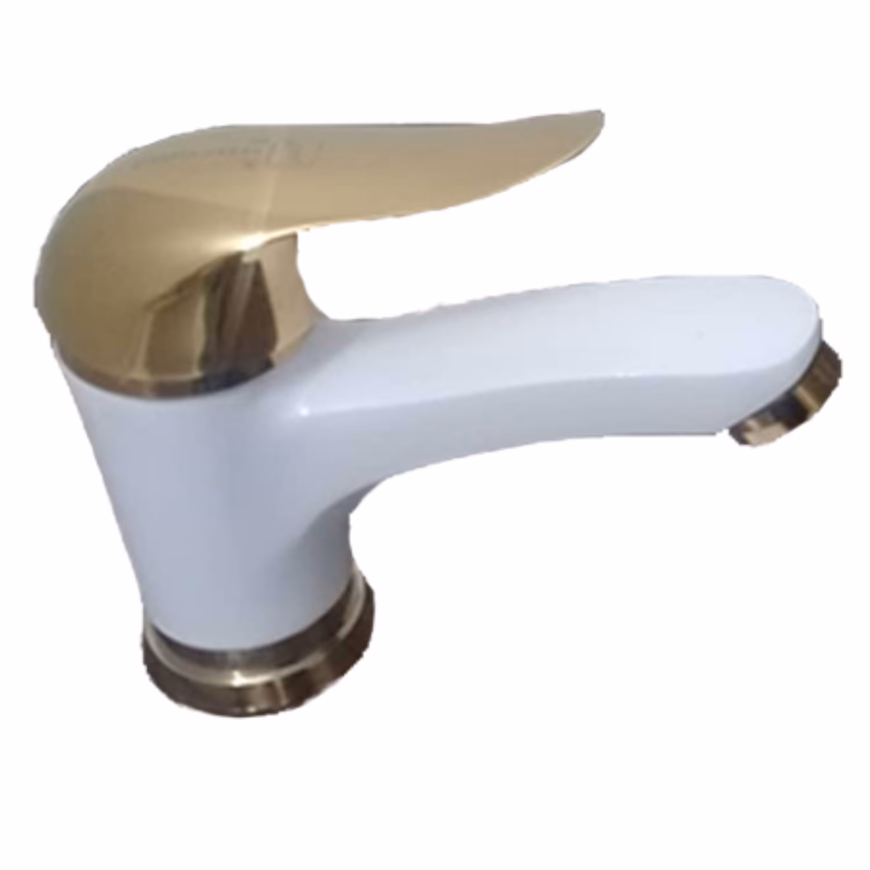 شیر دستشویی سفید طلایی تنه برنجی