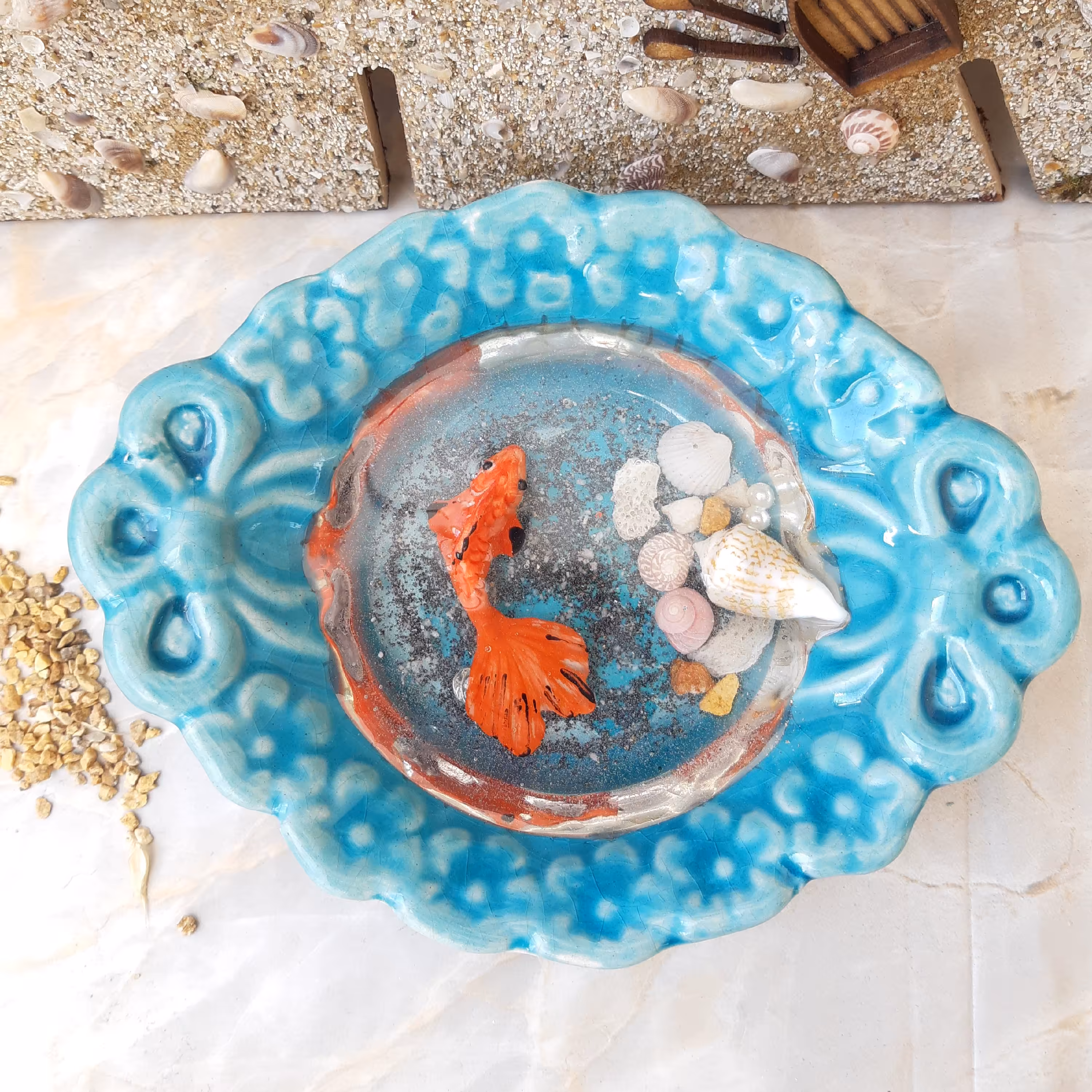 حوضچه رزینی سفالی،  قطر 12،   مناسب برای سفره هفت سین