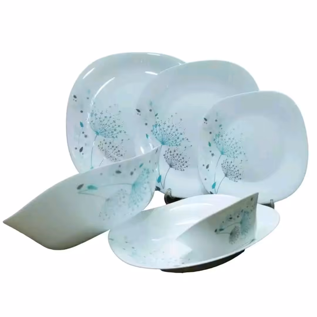 سرویس آرکوپال 6 نفره،26 پارچه ،طرح قاصدک رنگ آبی،مدل مربع ،کاری با کیفیت برای جهیزیه 