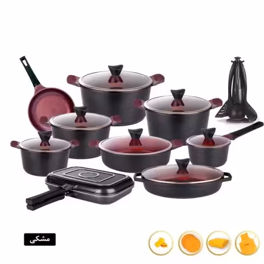 سرویس قابلمه کاندید 30پارچه چدن گرانیت CANDID رنگ مشکی (ارسال رایگان وفوری)باضمانت