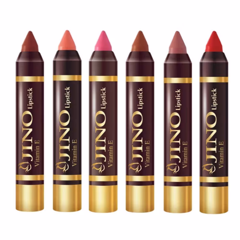رژ لب مدادی ژینو حاوی ویتامین E مدل JIS1 مجموعه شش عددی (216137)