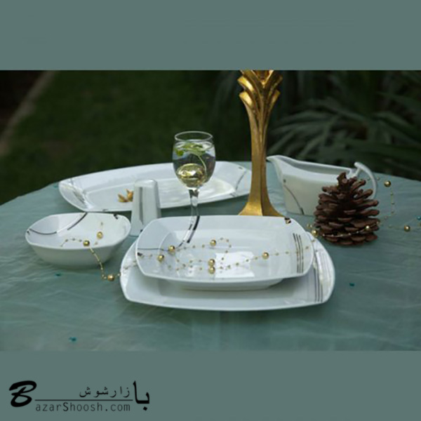 سرویس چینی غذاخوری 107پارچه تقدیس طرح آرشین 12نفره کوئین
