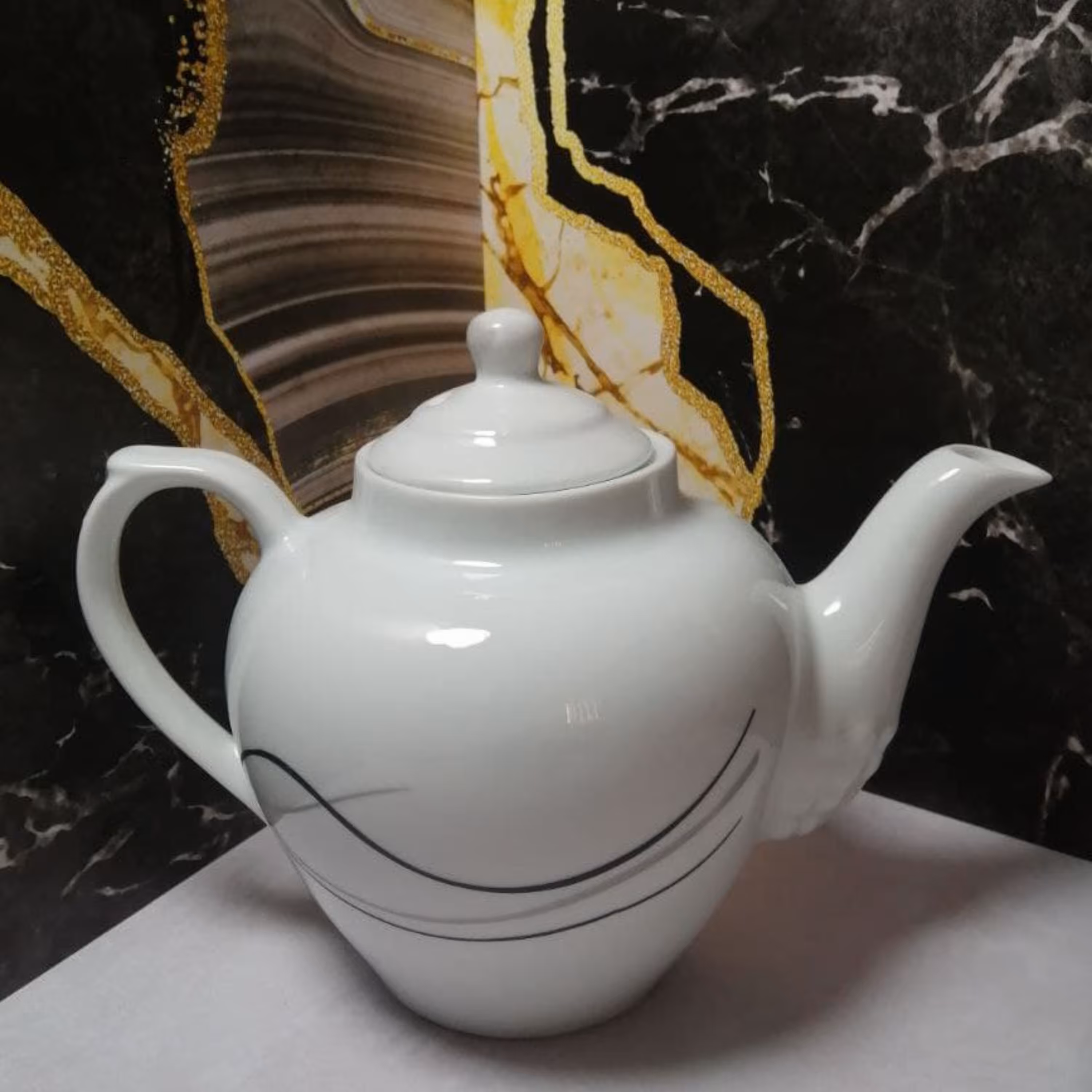 قوری چینی نگین 7کپ پذیرایی چای دمنوش 